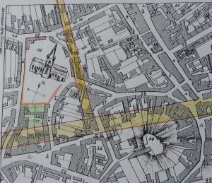Map dated 1789 showing church, line of intended Union Street and surrounding buildings