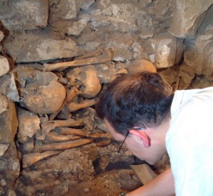 E84 St Nicholas Site Week 35 Stewart (Robbo) with skeletons in wall (Ian's section) Aberdeen Art Gallery & Museums Collections